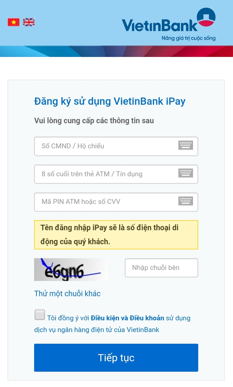 Các bạn có thể dăng ký Vietinbank iPay dễ dàng tại ngân hàng hoặc trực tiếp trên website của ngân hàng